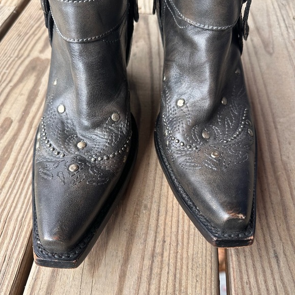 Corral Women’s Studded Leather Whipstitch Western Boots Black/Grey 7.5M G1117 - Picture 3 of 9